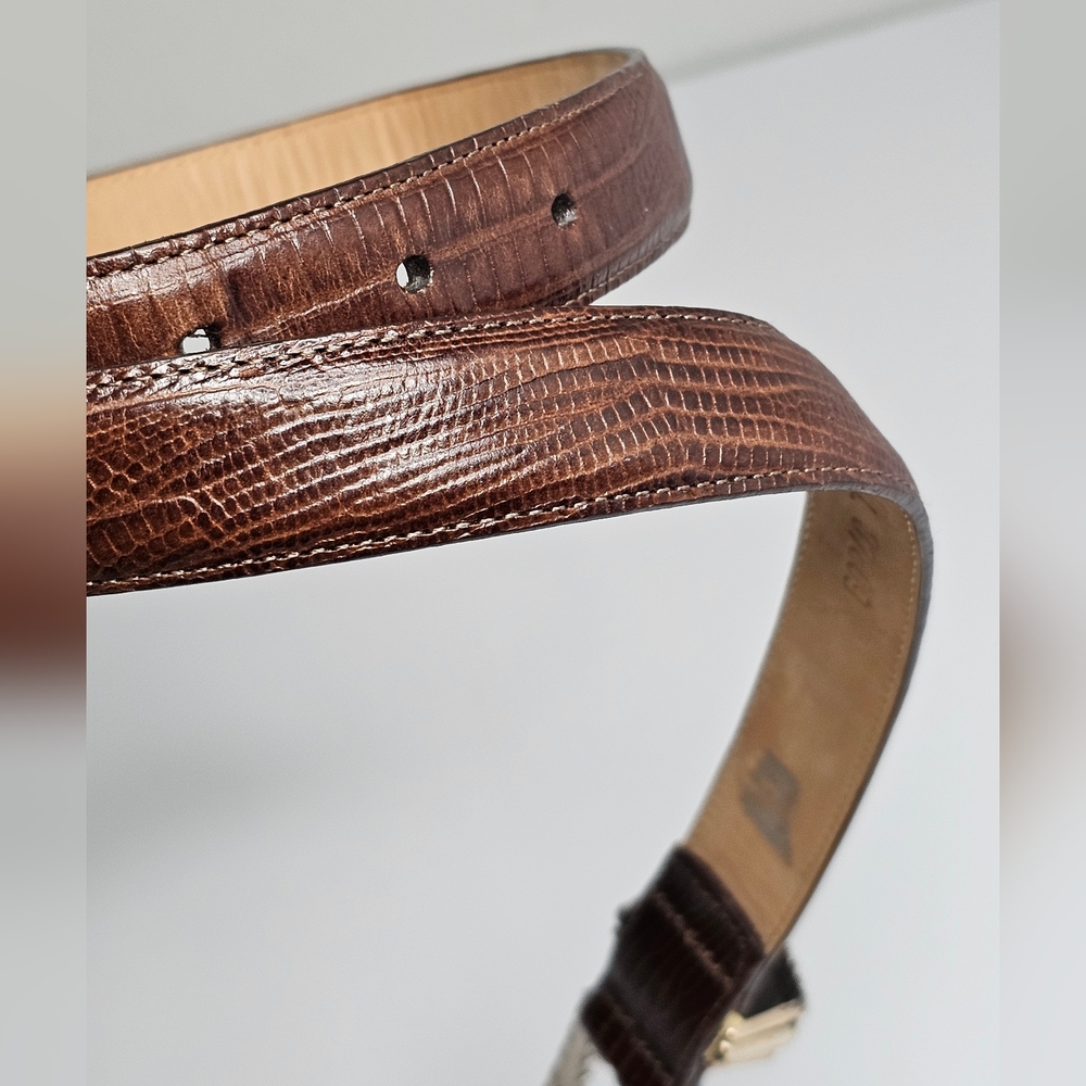 VNTG 1991 Brighton Belt LG Museum Collection Brown Lizard Embossed Leather 37809 - Picture 8 of 9